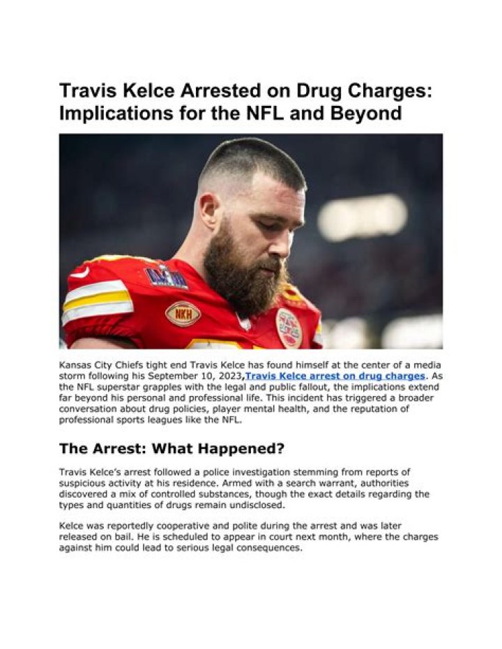 Why Is Travis Kelce Arrested? Drug Charges And Latest News On The NFL Player